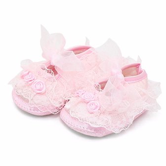 Baby (doop)schoentjes met zijden roosjes