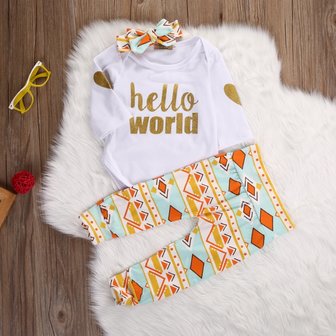 Babykleding sets 3 dlg  &quot;Hello world&quot; mt.50/56