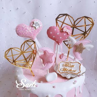 Verjaardagstaart/geboortetaart taartsteker glitter hart