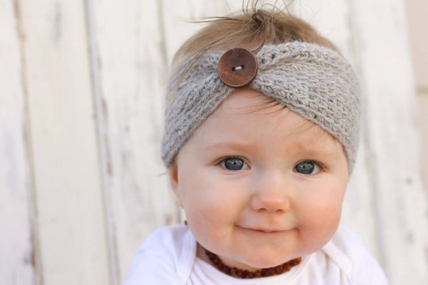Baby/kinderen wollen hoofdband met knoop
